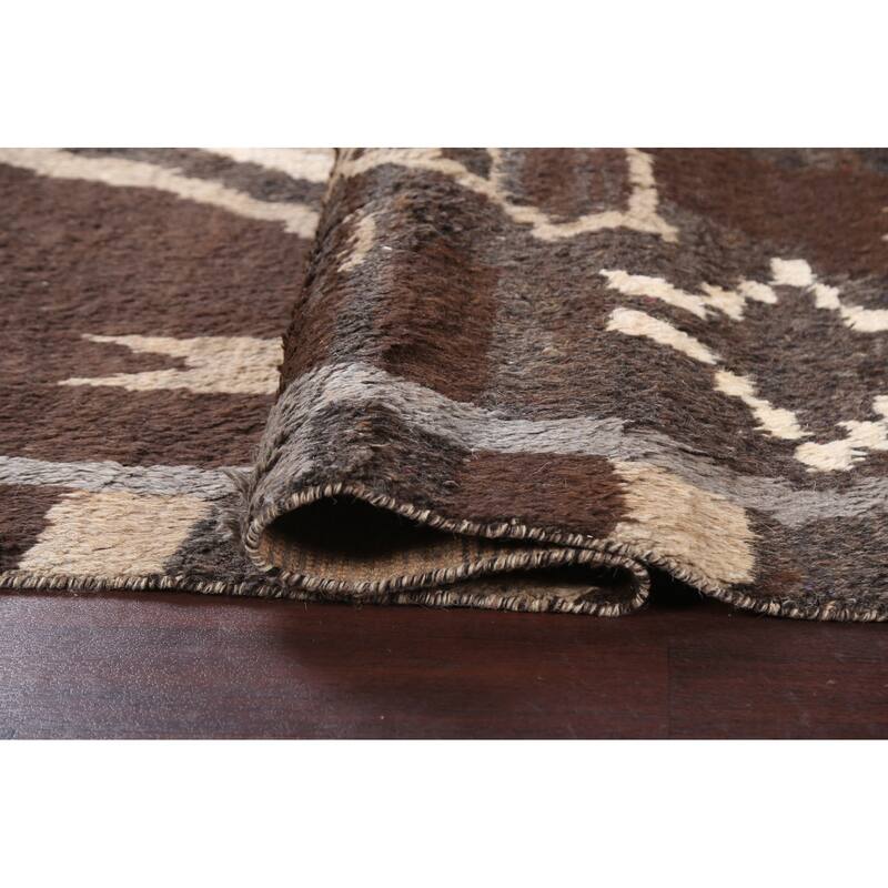 Abstract Moroccan Oriental Wool Area Rug Hand-knotted Bedroom Carpet - 5'9" x 9'6"