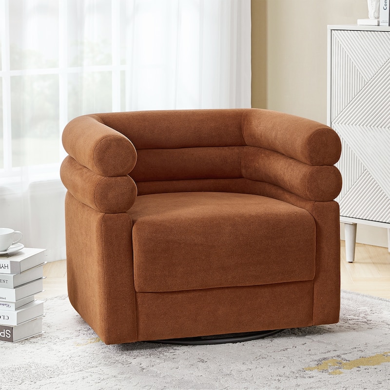 Rosa Modern Boucle Swivel Chair with Pillow by HULALA HOME - Rust