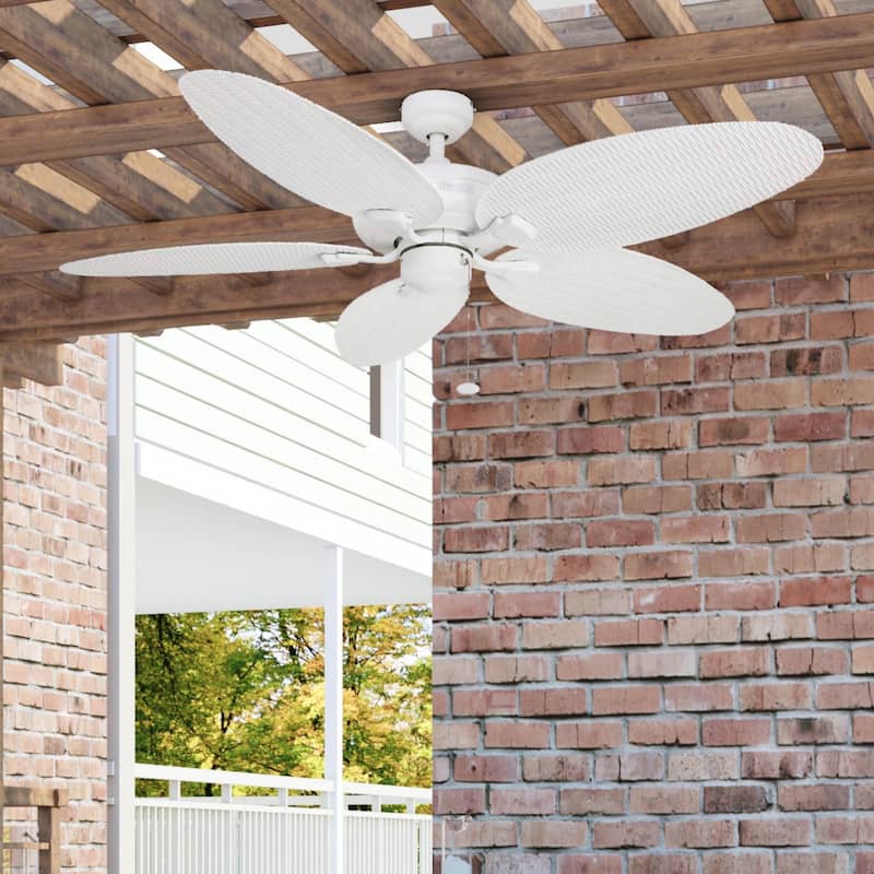 52" Honeywell Duval White Indoor/Outdoor Ceiling Fan with No Light, Pull Chain - Hardwired