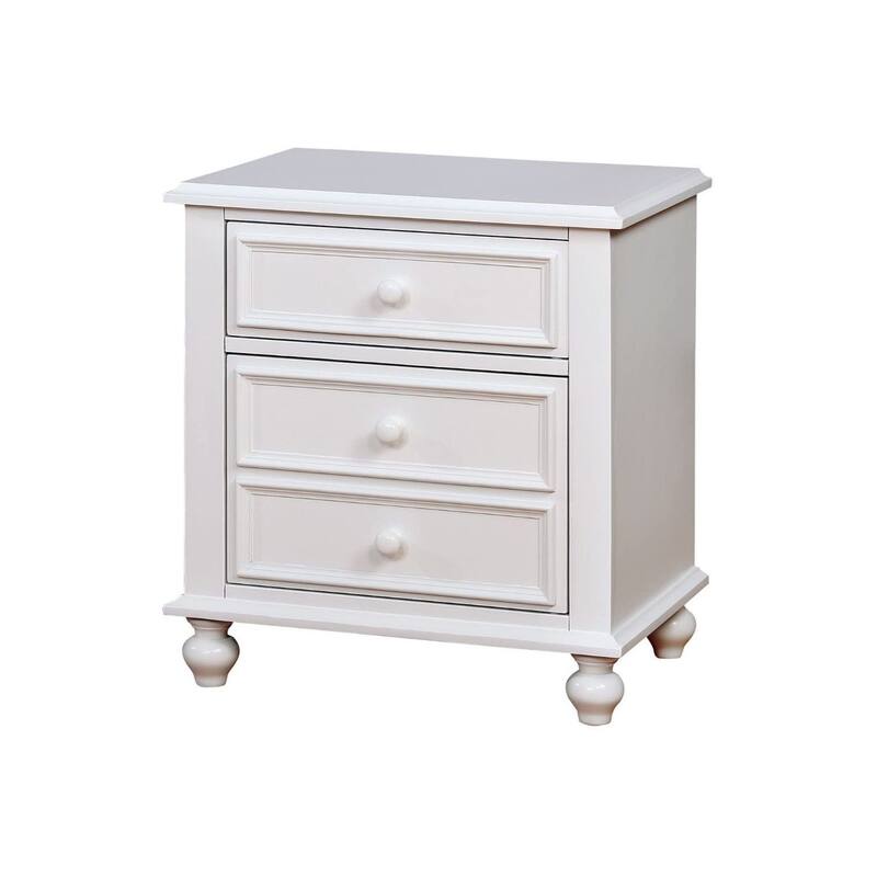 Wooden Nightstand with 2 Drawers, White - White - 2-drawer