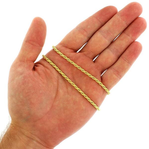 Shop 14k Yellow Gold Over Silver 3mm Rope Diamond Cut Braided Twist 925 Necklace Chain Gold Chain For Men Women Made In Italy On Sale Overstock 15389477