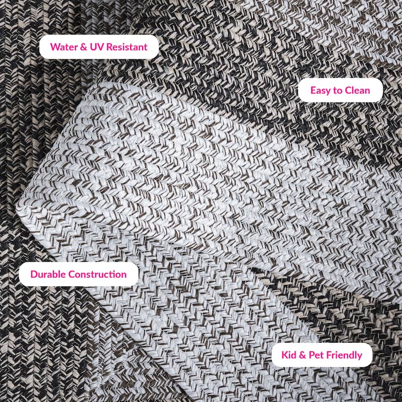 SAFAVIEH Handmade Braided Ecenur Indoor/Outdoor Machine Washable Rug - 2' x 3' - Ivory/Black