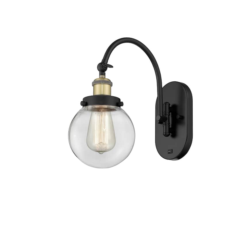 Innovations Lighting 918-1W-13-6 Beacon Sconce Beacon 13" Tall Wall - Black Antique Brass / Clear
