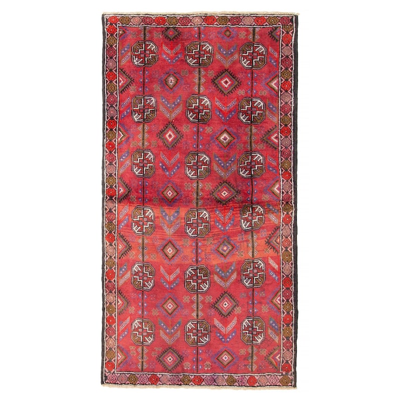 ECARPETGALLERY Hand-knotted Baluch Dark Pink Wool Rug - 3' 10" x 7' 7" - Dark Pink - 3' 10" x 7' 7" - Rectangle