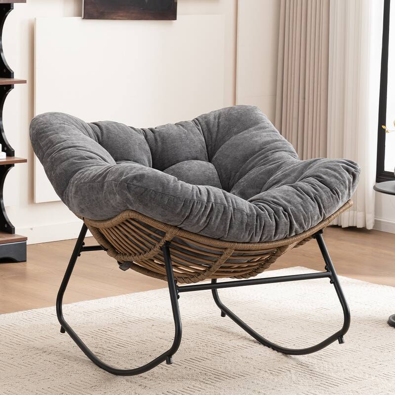 Chenille Soft Upholstered Modern Rocking Chair
