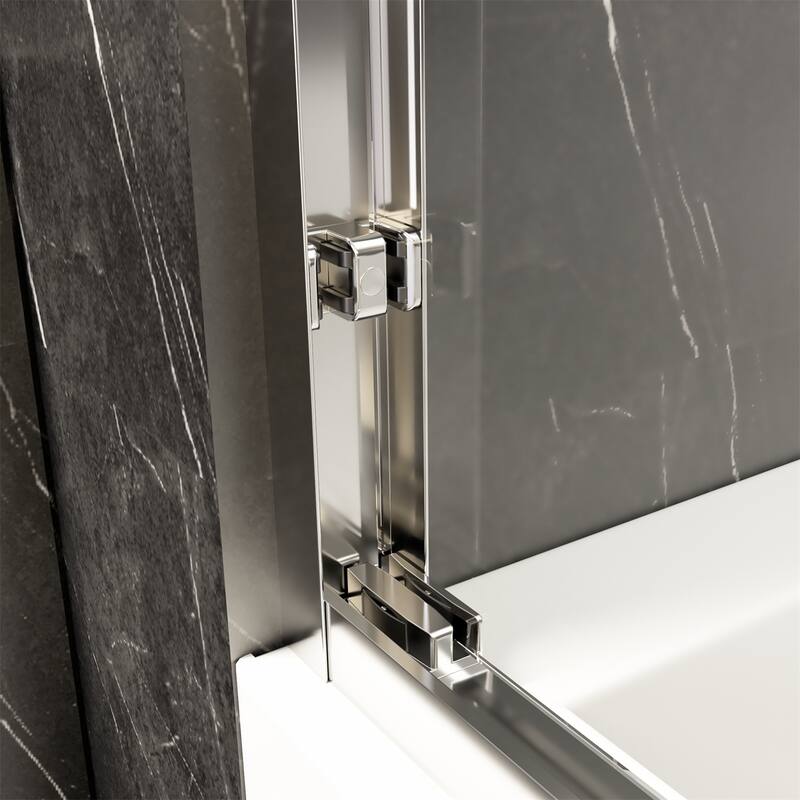 Semi-Frameless Double Sliding Tub Door, 1/4" Thick SGCC Tempered Glass