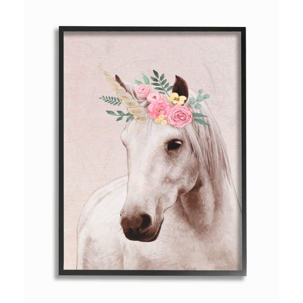 Stupell Unicorn Portrait Pink Fantasy Animal Painting Framed Wall Art