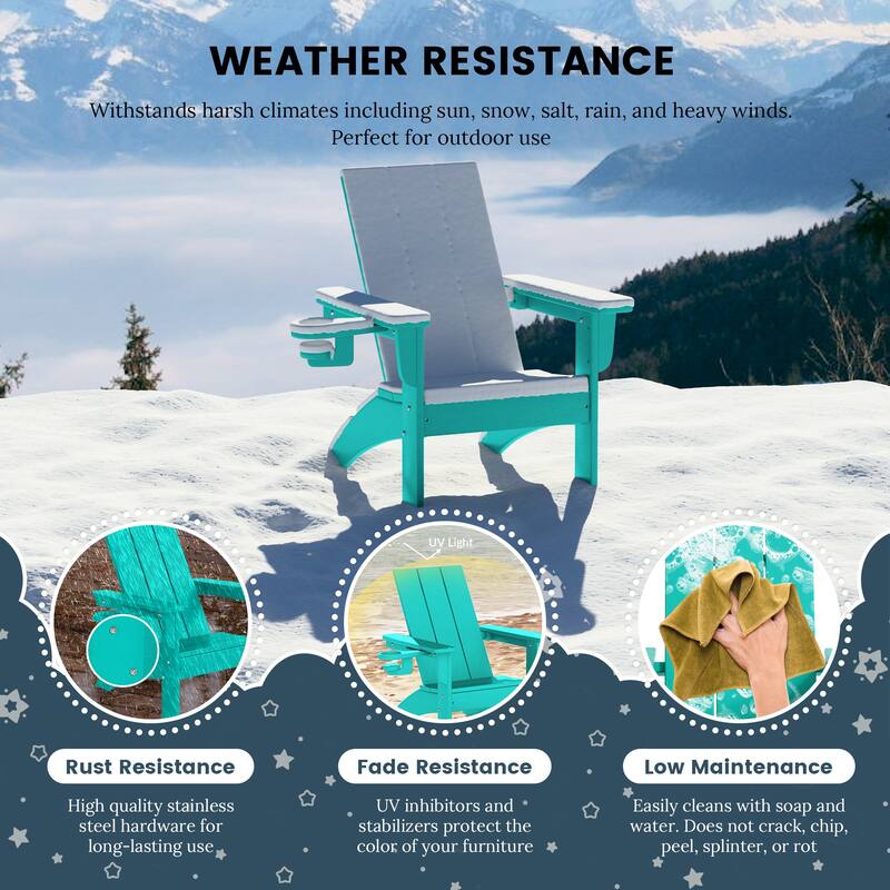 Shoreside Kids Outdoor Poly Adirondack Chair with Cup Holder (Set of 2)