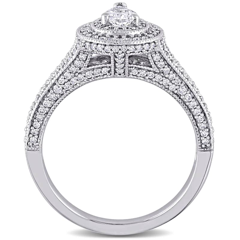 Miadora 1ct TDW Diamond Double Raised Engagement Ring in 14k White Gold