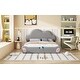 preview thumbnail 15 of 27, Queen Size Cloud-Shaped Headboard Upholstered Platform Bed with Rounded Footboard and Convenient Pocket for Storage, Grey
