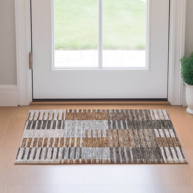 Premium Washable Super Soft Geo Stripe Mayfield Rug - Paprika - 1' 8" x 2' 6" - Rectangle
