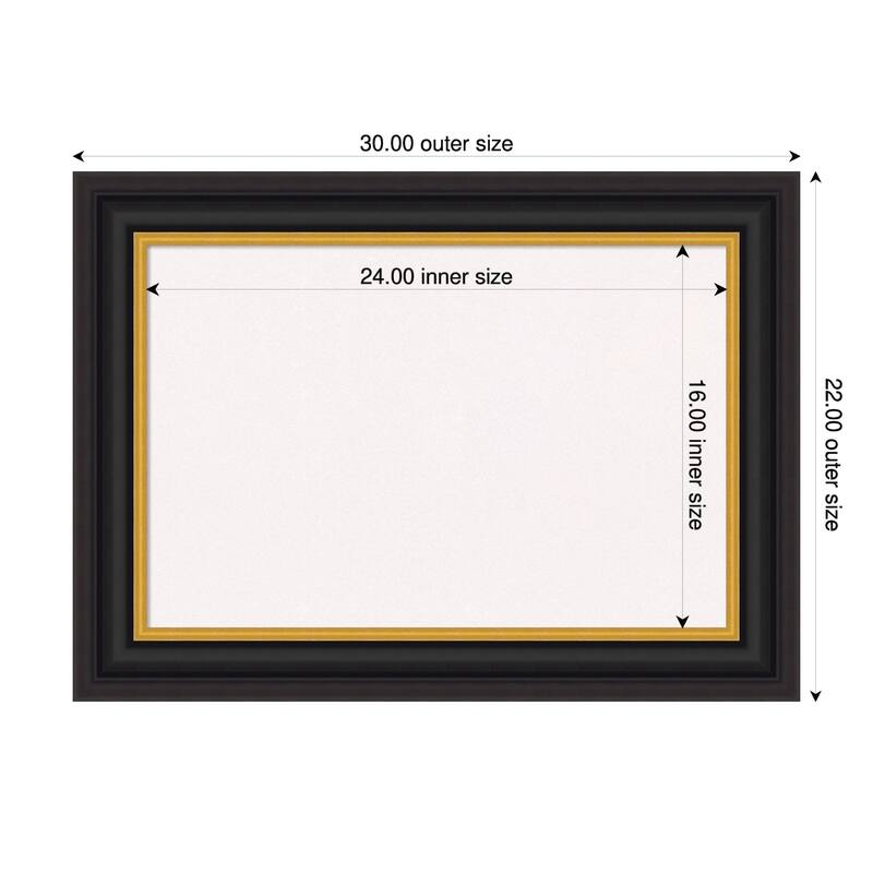 Sierra Black Brown Wood Framed Cork Board - Bulletin Board, Organization Board, Pin Board - White - 30 x 22 in