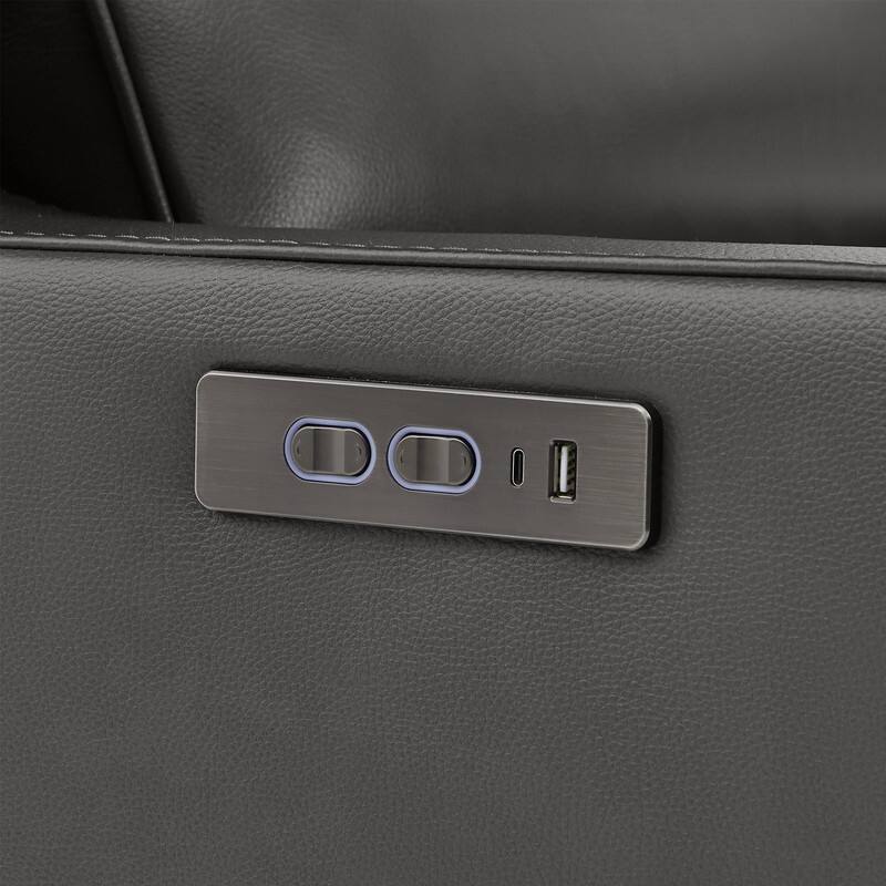 Spruce & Spring Regan Leather Power Recliner Swivel Glider Rocker with Power Headrest