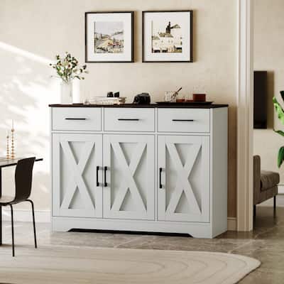 Traditional 42.4" Wide 3 Drawer Sideboard Storage Cabinet