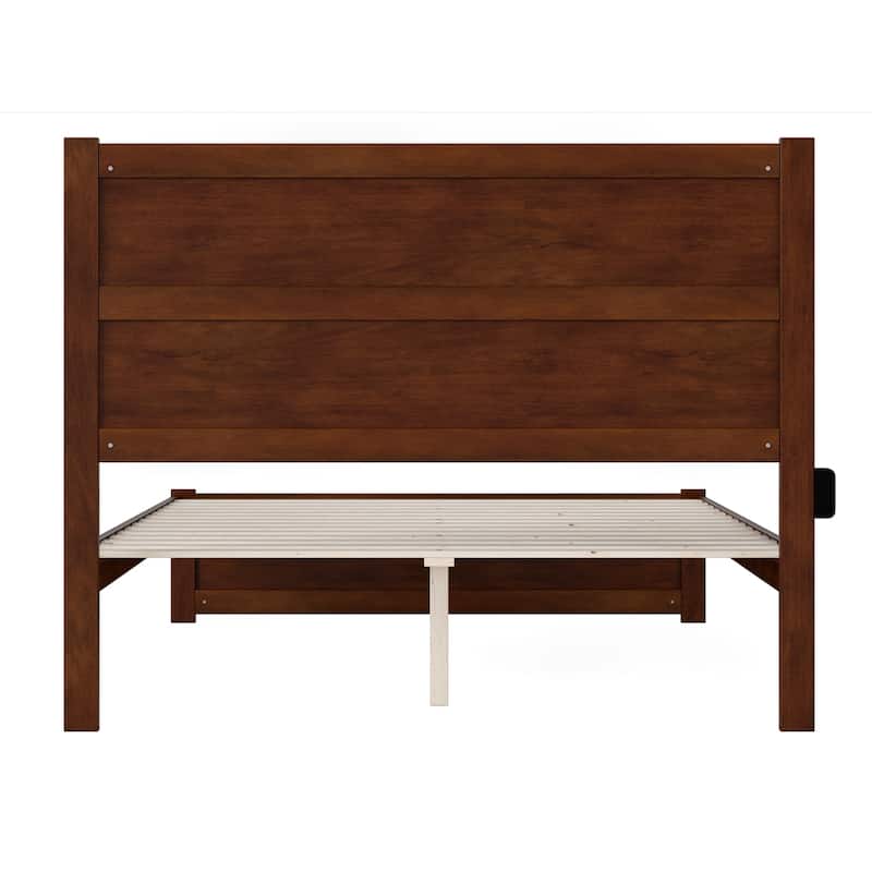 Modern Platform Bed with Footboard - Walnut Finish Bedroom Furniture