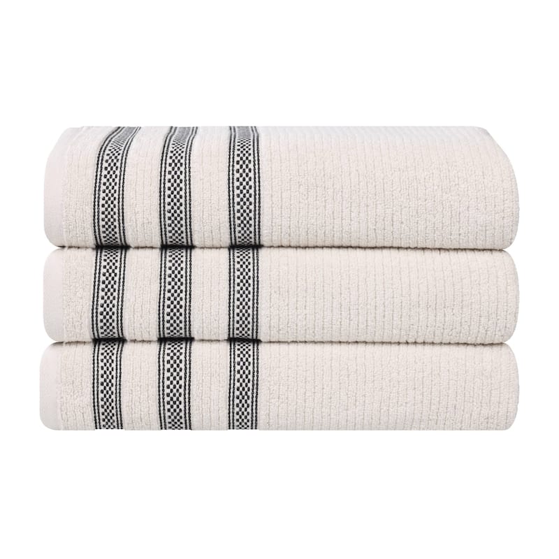 Superior Brea Zero Twist Cotton Ribbed Modern Bath Towel Set of 3
