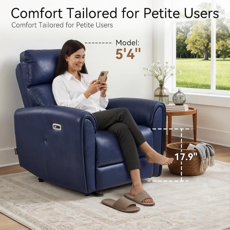 MCombo Power Small Recliners, Modern Zero Wall Hugger Recliners Chair with Lumbar Support, USB and Charging Ports, FSC Certified