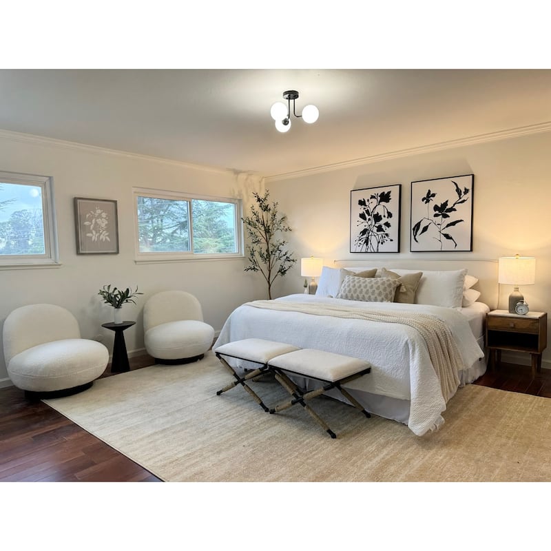 NPD Furniture Zolia Faux Shearling Swivel Accent Chair