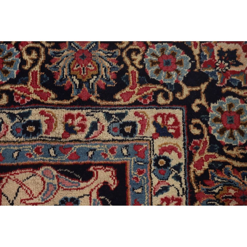 Traditional Red Mashad Persian Vintage Rug Hand-Knotted Wool Carpet - 6'7"x 10'0"