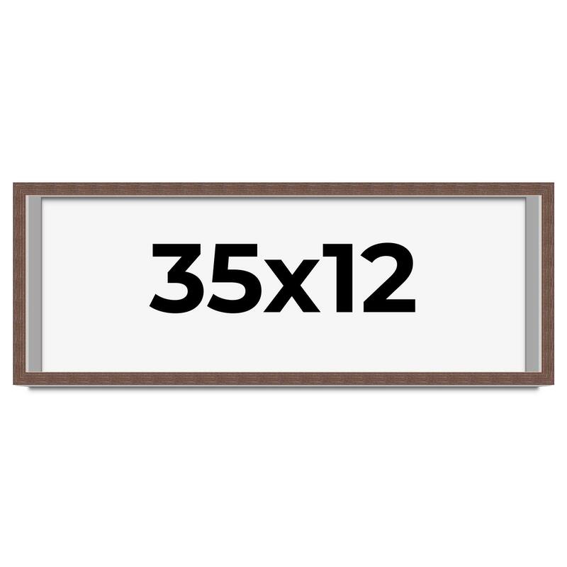 35x12 Shadow Box Frame Brown | 1.125 inches Deep Real Wood Rustic