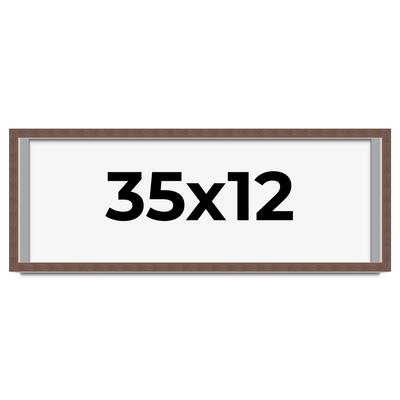 35x12 Shadow Box Frame Brown | 1.125 inches Deep Real Wood Rustic