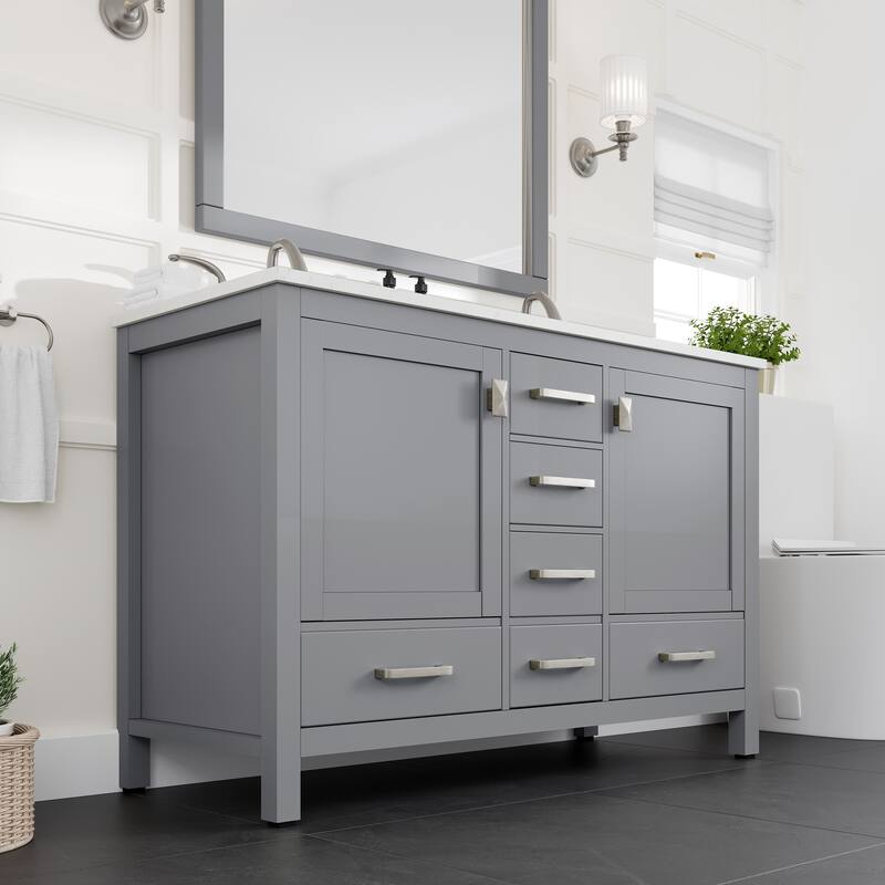 Aberdeen 48 in. Double Sink Vanity with Carrara Quartz Top & Undermount Sinks