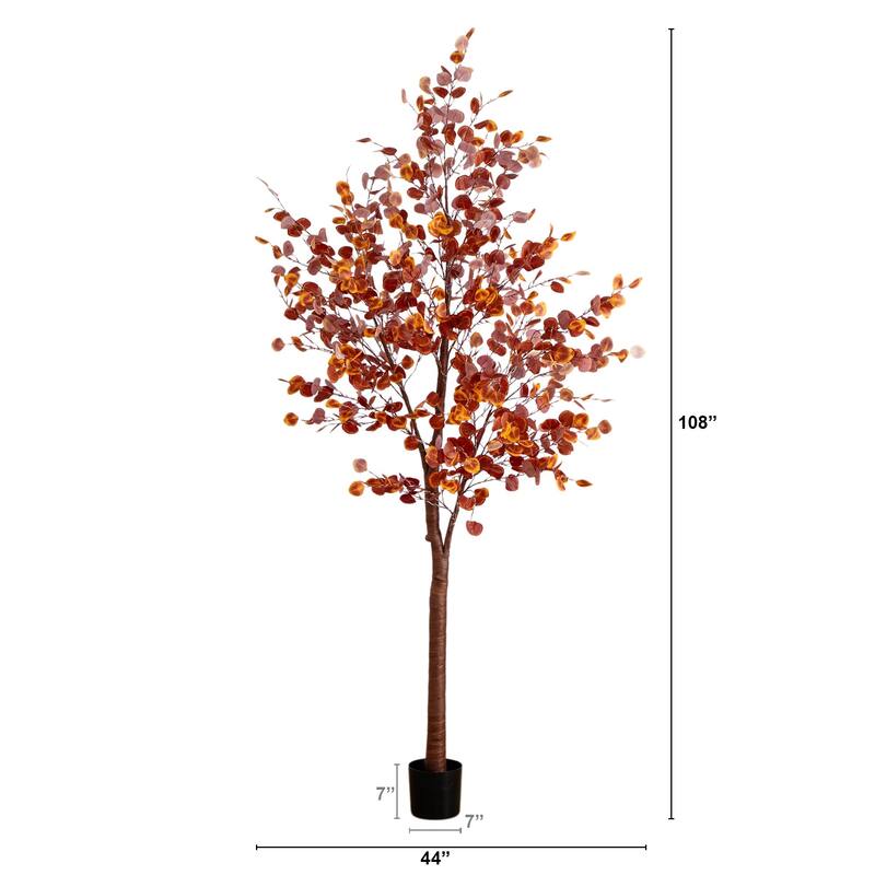 Pre-lit Grand Eucalyptus Fall Harvest Artificial Tree - 9' - Warm White LED Lights