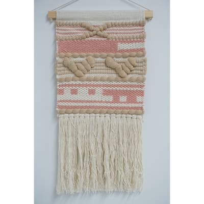 Home&Manor Wool and Cotton Macrame Wall Hanging with Rod Included - Exact Size