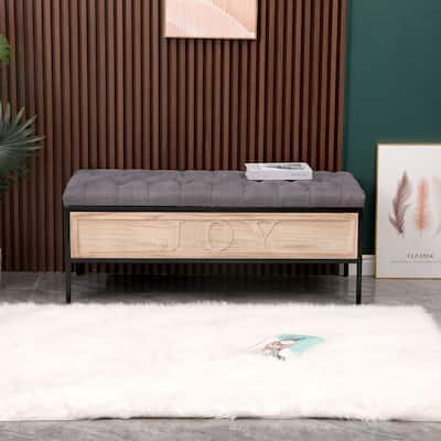 Upholstered Storage Bench End of Bed Storage Benches with Button Tufted