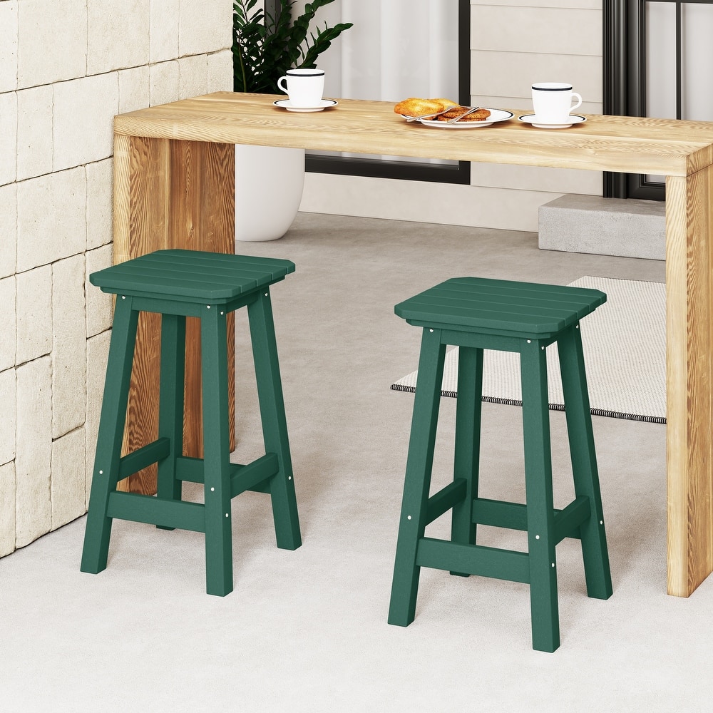 Laguna Hdpe All Weather Outdoor Patio 24" Square Counter Stool (Set Of 2)