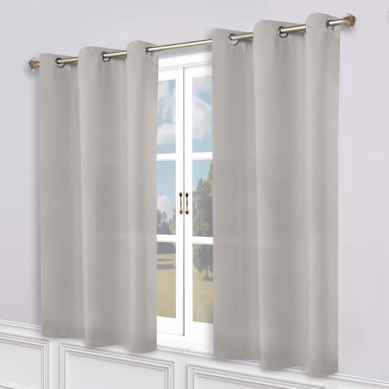 Superior Modern Solid Washable Room Darkening Curtains, Set of 2 Panels - 2PC- 52" x 63" - Chrome