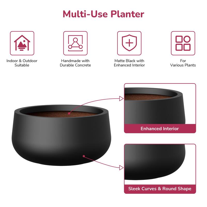 Small Concrete Round Planter / Pot Indoor & Outdoro Planter Bowl