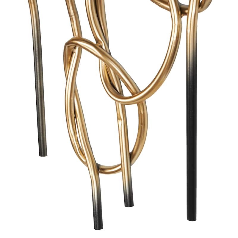 Metal Geometric Knotted Ombre Wall Decor with Black Ends - Gold - Roche River Decor