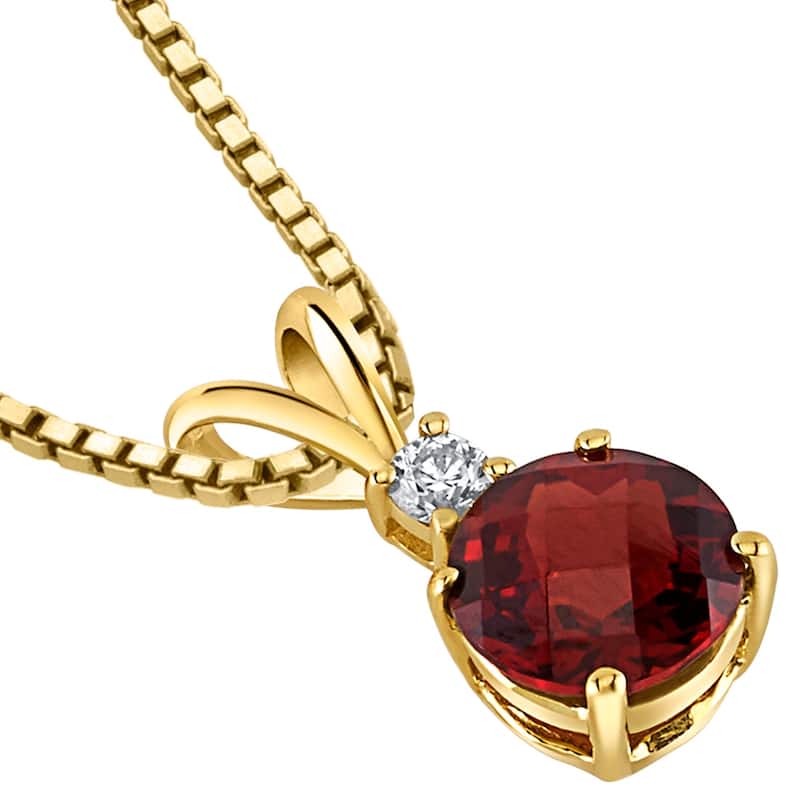 14k Yellow Gold Round Cut 1.50 cts Garnet Diamond Pendant