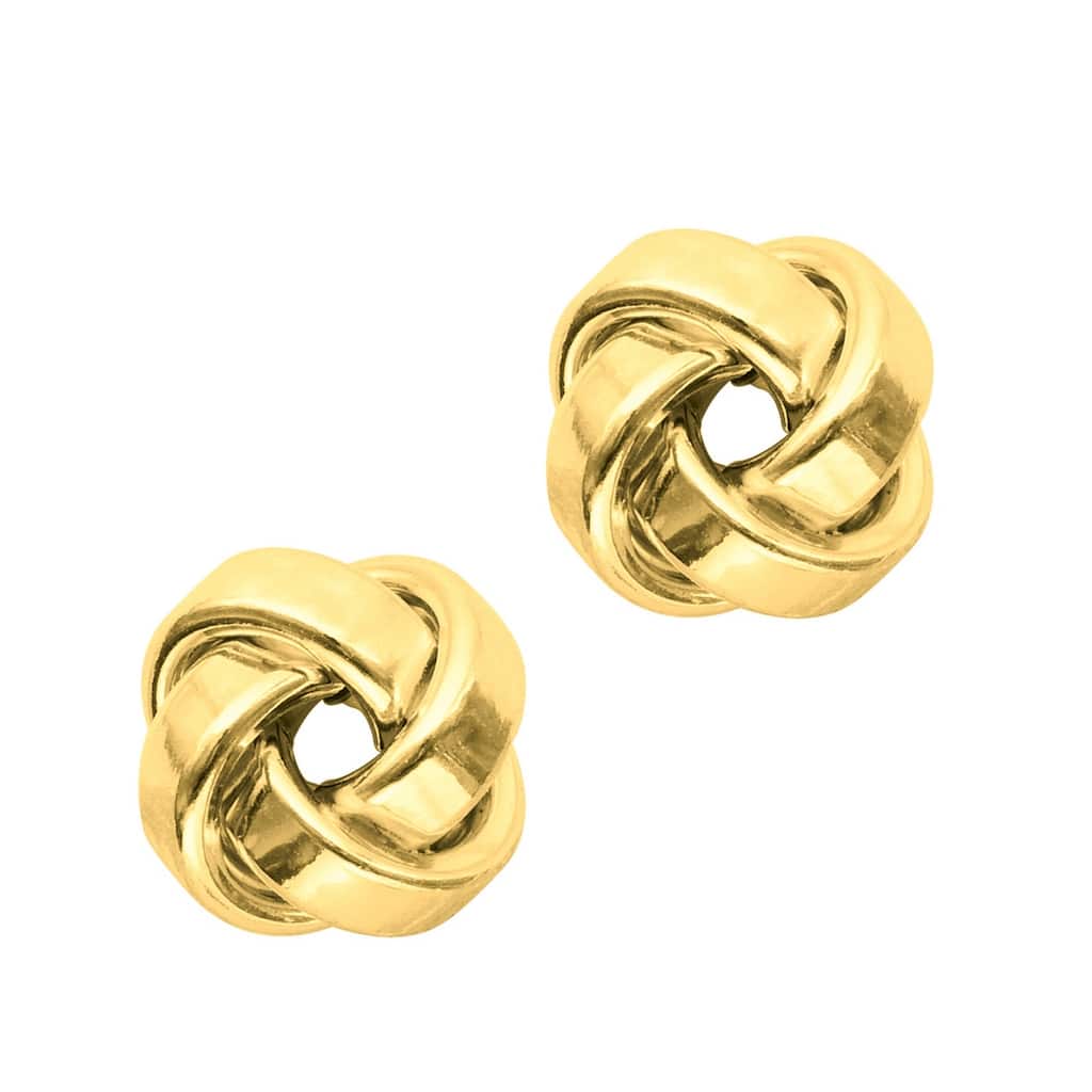 Curata 14k Yellow Gold 12mm Polished Square Tube Love Knot Stud Earrings