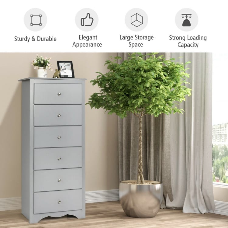 6 Drawers Chest Dresser Clothes Storage Bedroom Furniture Cabinet
