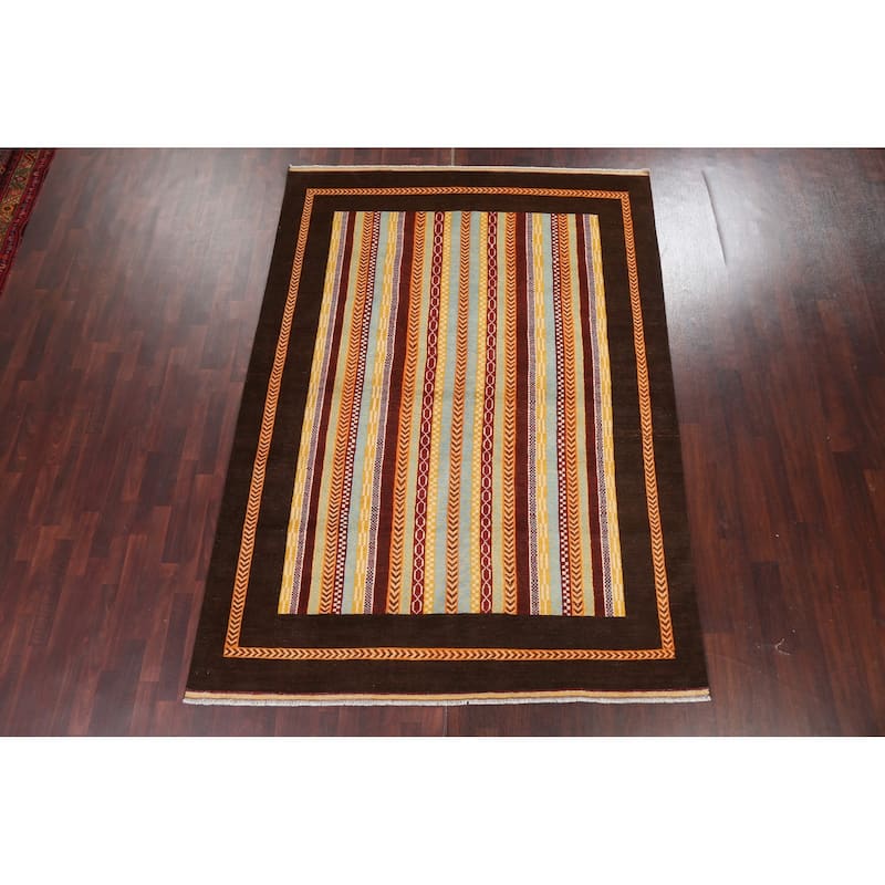 Vegetable Dye Moharramat Area Rug Hand-knotted Oriental Wool Carpet - 6'11" x 9'6"