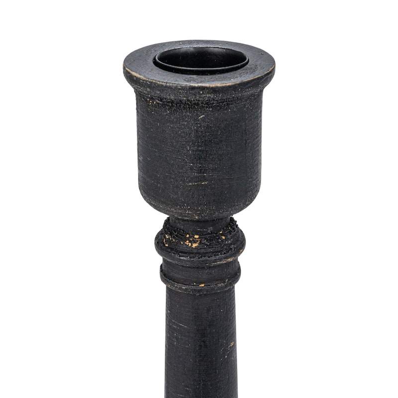 Wood Taper Candle Holders, Set of 3 - 3.9"L x 3.9"W x 12.4"H