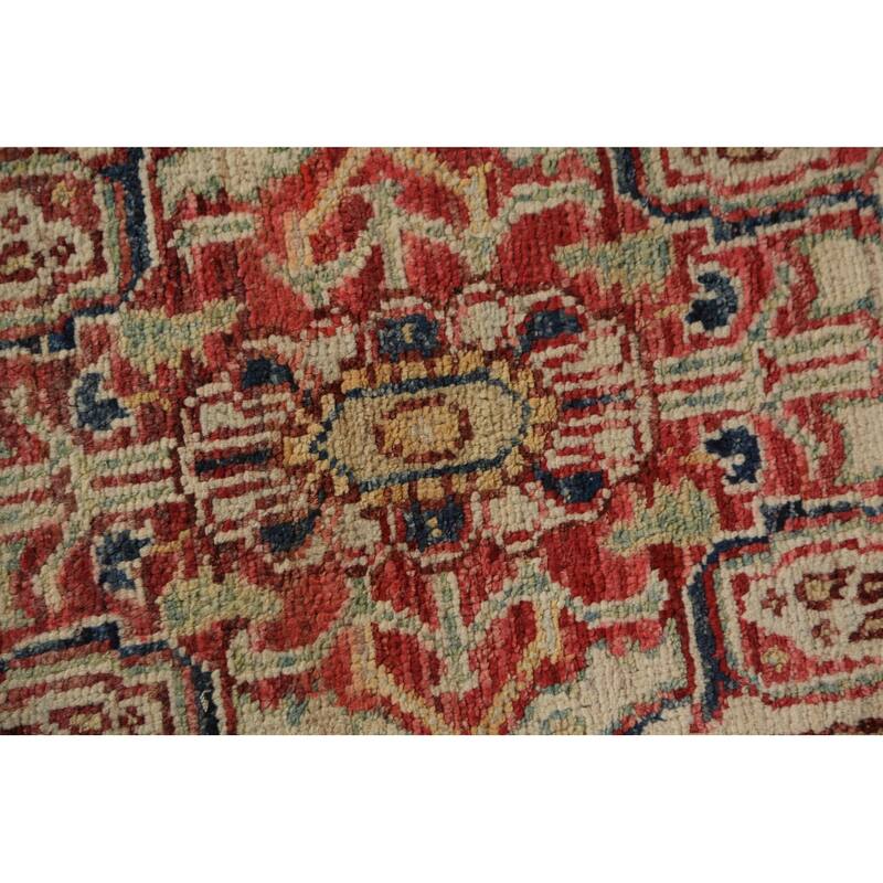 Heriz Serapi Vegetable Dye Accent Rug Geometric Handmade Wool Carpet - 3'0"x 4'10"