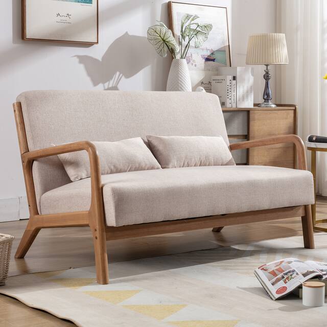 Aston Modern Solid wood Accent Chair - Two-person position - Beige