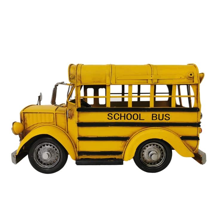 Metal Model School Bus Decor - Yellow