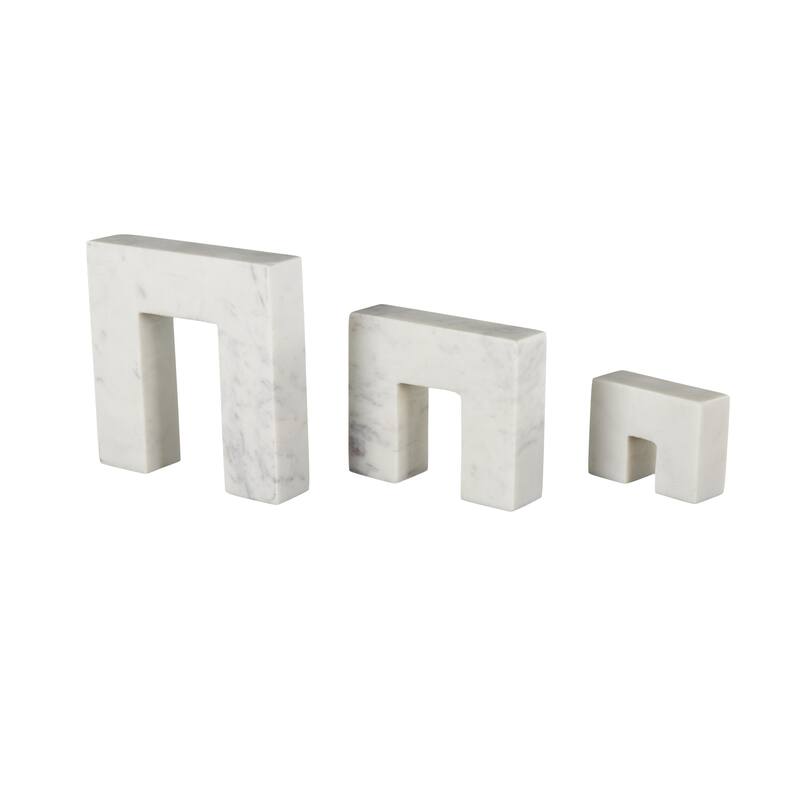 Marble Abstract Square Arch Sculpture with Varying Sizes - Set of 3 White or Black - Roche River Decor
