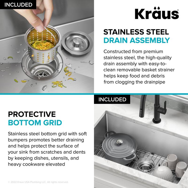 KRAUS Standart PRO Undermount Single Bowl Stainless Steel Kitchen Sink