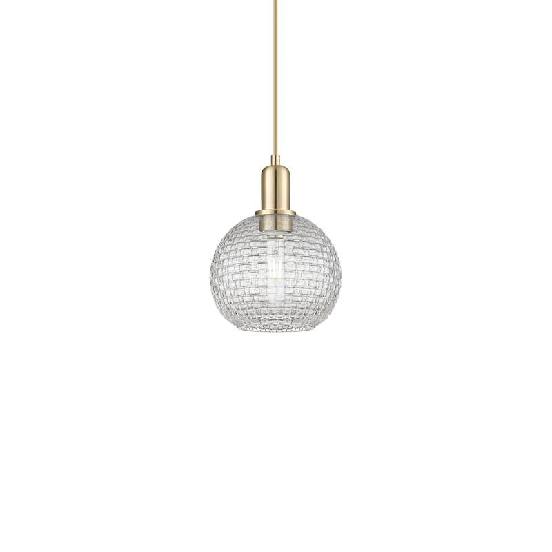 Innovations Lighting 716-1P-11-8 Athens Pendant Athens 8" Wide Mini - Champagne Bronze / Clear Basketweave