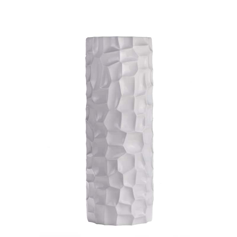 Textured Honeycomb White Resin Vase - N/A - White