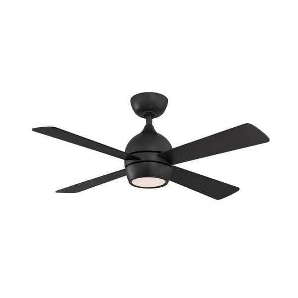 slide 2 of 8, Fanimation Kwad 44 inch Indoor Ceiling Fan with LED Light Kit and Remote - Black