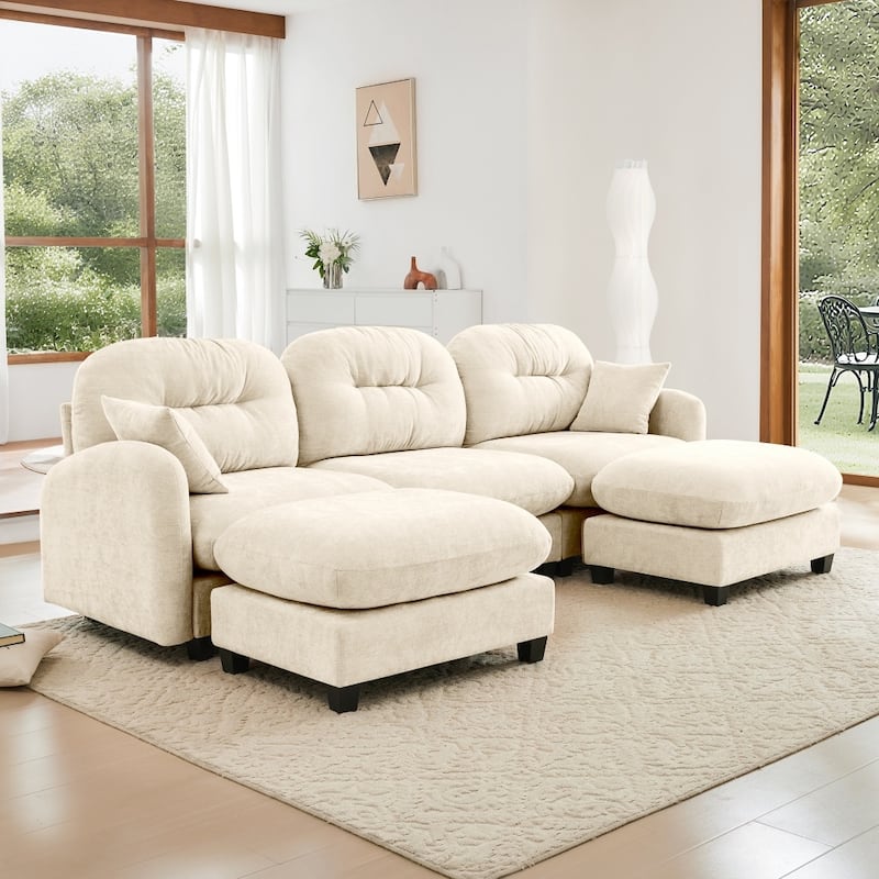 107" Modern Minimalist Modular Free Combination Sectional Sofa with 2 Throw Pillows