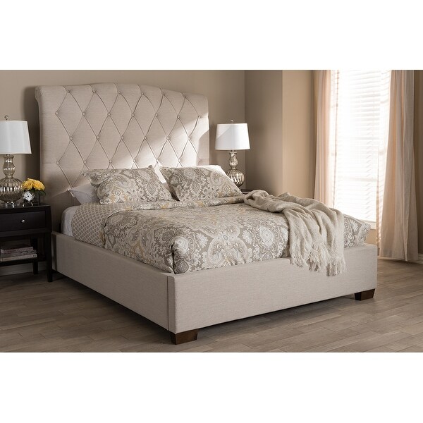 Shop Victoire Light Beige Fabric Upholstered Platform Bed (King