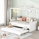 preview thumbnail 2 of 6, Modern Daybed Twin Size Canopy Bed with Twin Size Trundle and Built-in Backrest, Wooden Frame Poster Bed Kids Bedroom Panel Bed