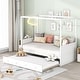preview thumbnail 1 of 7, Twin Size Canopy Day Bed with Built-in Backrest and Hidden Trundle White